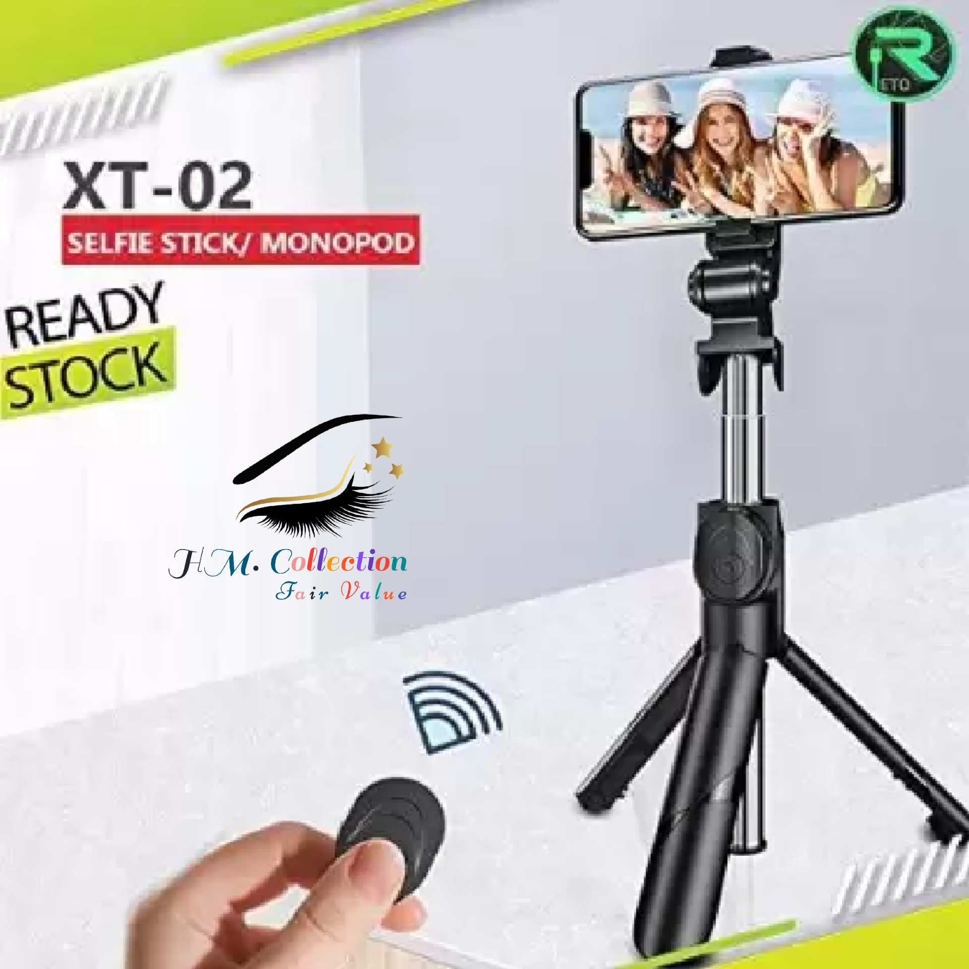 ATSolutions XT-02 STAND LIVE BROADCAST SELFIE STICK Tripod, Monopod  (Black, Supports Up to 500 gm). 
