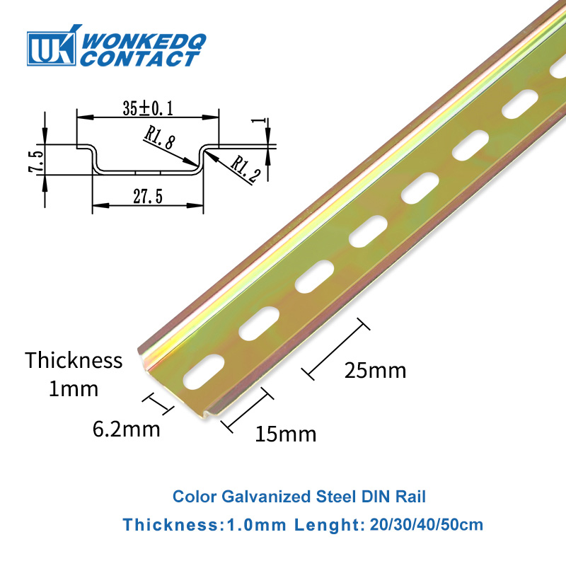 NS35-S-1.0 Steel DIN Rail Thickness 1 mm/Spacing 35 mm/Length cheerful20/30/40/50 cm Universal Terminal Block Mounting Din Rail NS 35. 