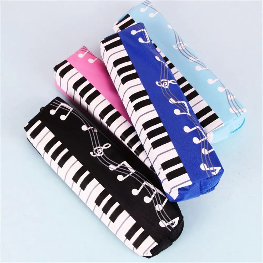 Creative Musical Note Piano Stationery Pouch Student Pencil Case Square Single Layer Oxford Cloth Pen Bag for Girls Boy. 