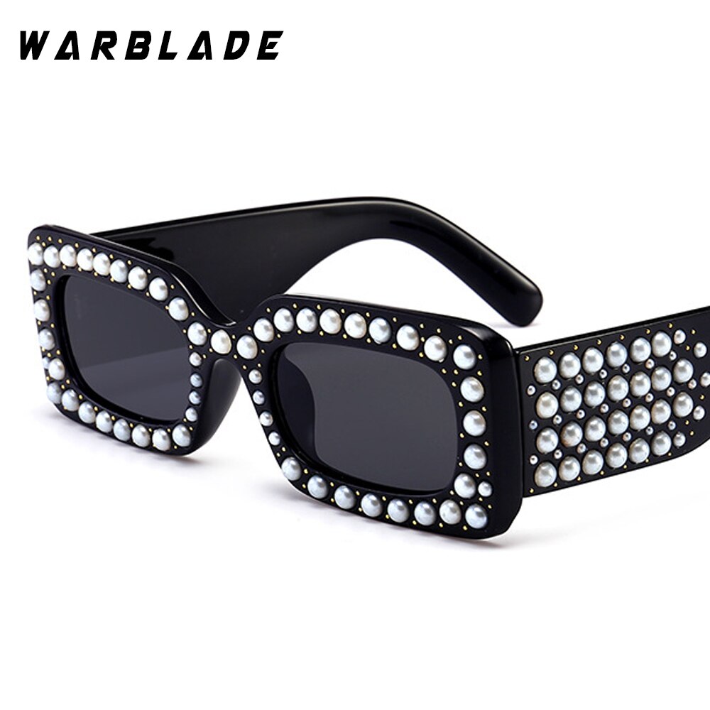 【happy one】red Hot Fashion Ladies Pearl Square Women Vintage Brand Design Luxury Sun Glasses Female Male. 