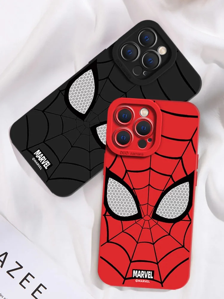Marvel Spider Man Plain Multistep Phone Case for iPhone 15 Pro Max 14 13 12 11 Pro Max XR XS X 7 8 15 Plus SE2 Soft Cover Etui