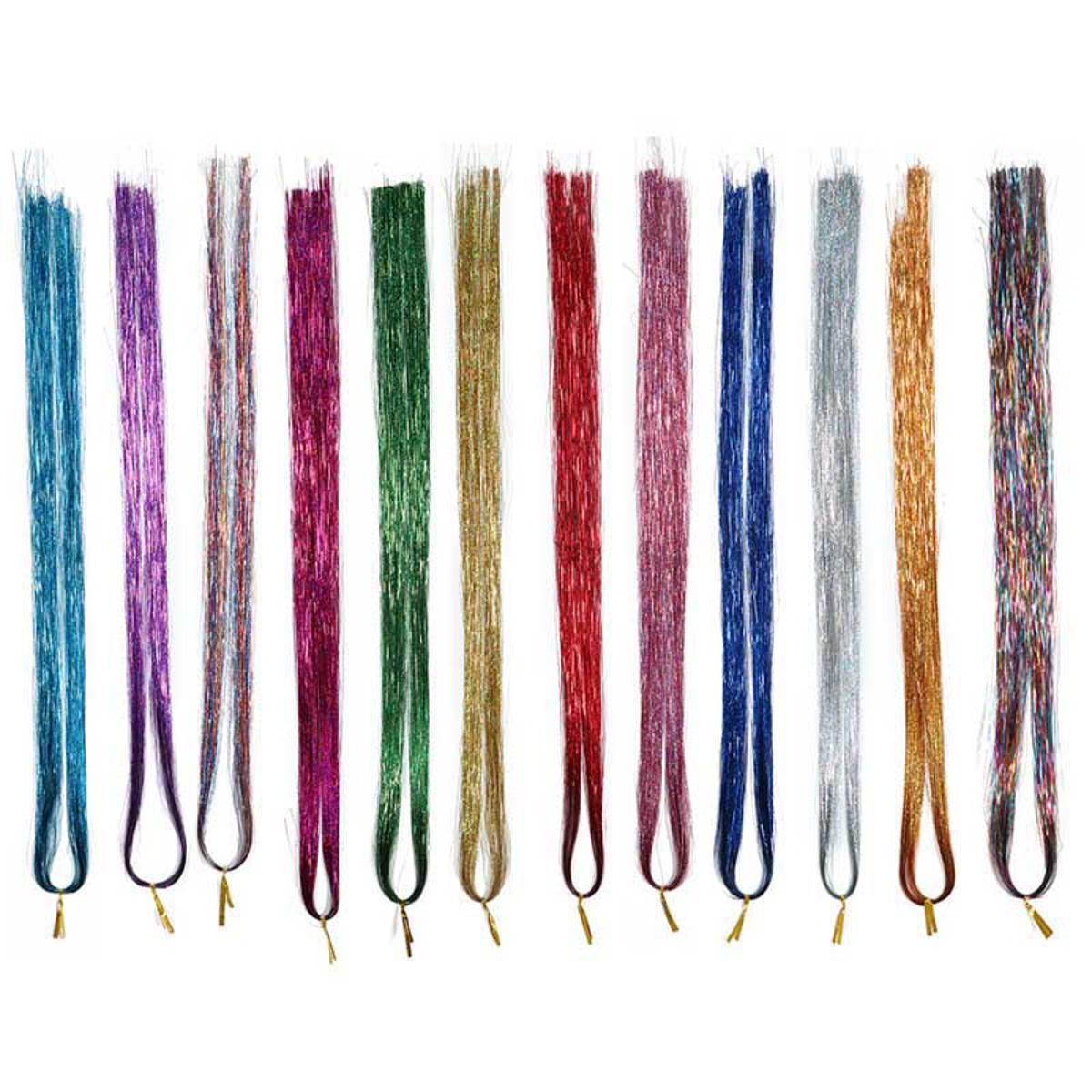 【The Edge of Beauty】NYT hair tinsel strands kit tinsel hair fairy kit for women girls with tools 12 colors
