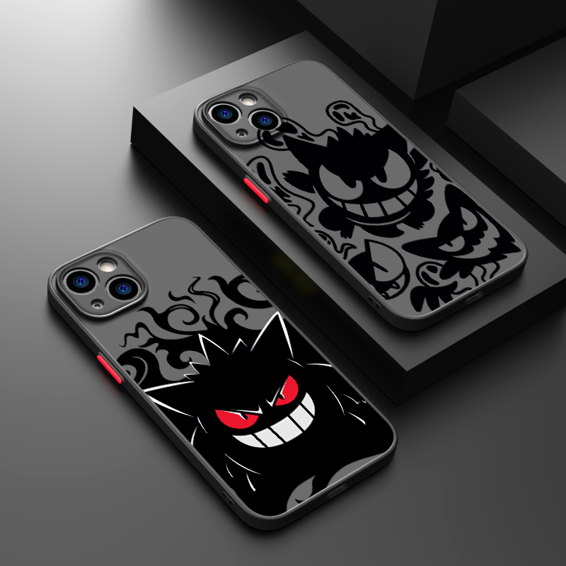 Pokemon Cool Gengar Phone Case For iPhone 15 14 13 12 11 Pro Max mini XS Max XR X 8 Plus SE Frosted Translucent Cover