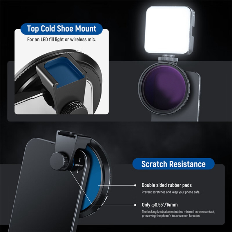 Clip on 67mm ND2-32 Filter Adapter Ring Magnetic Filter for 15 14 13 Pro Max S22 S23 Ultra. 