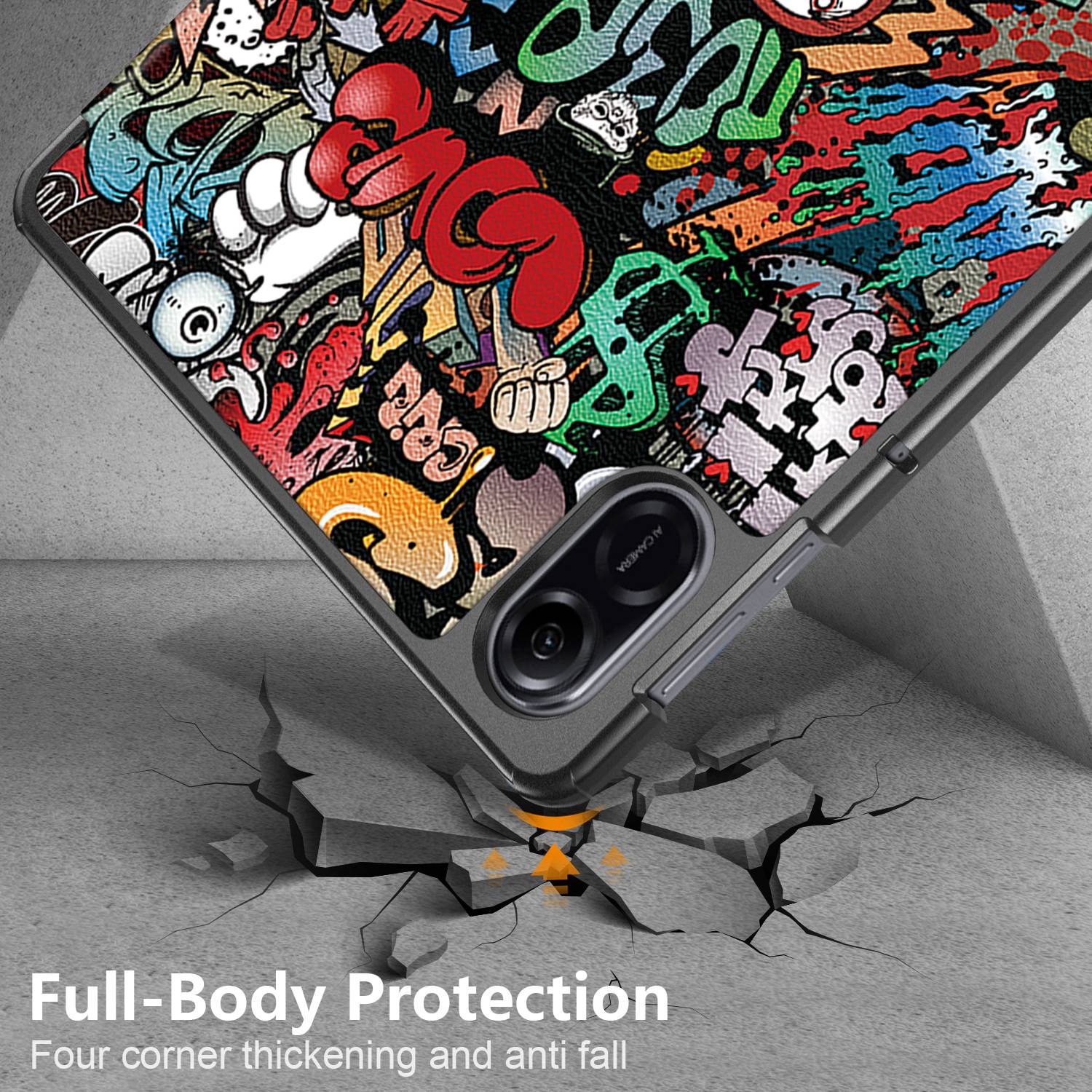（COD Available)Coloured Drawing 3-Fold Holder Leather Case For Honor Pad X9 / X8 Pro 11.5. 