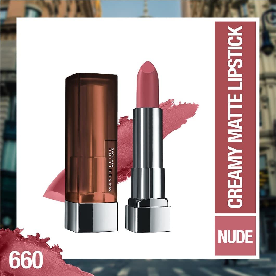 Maybelline New York Matte Lipstick, Intense Colour, Keeps Lips Moisturised, 660 Touch of Spice. 