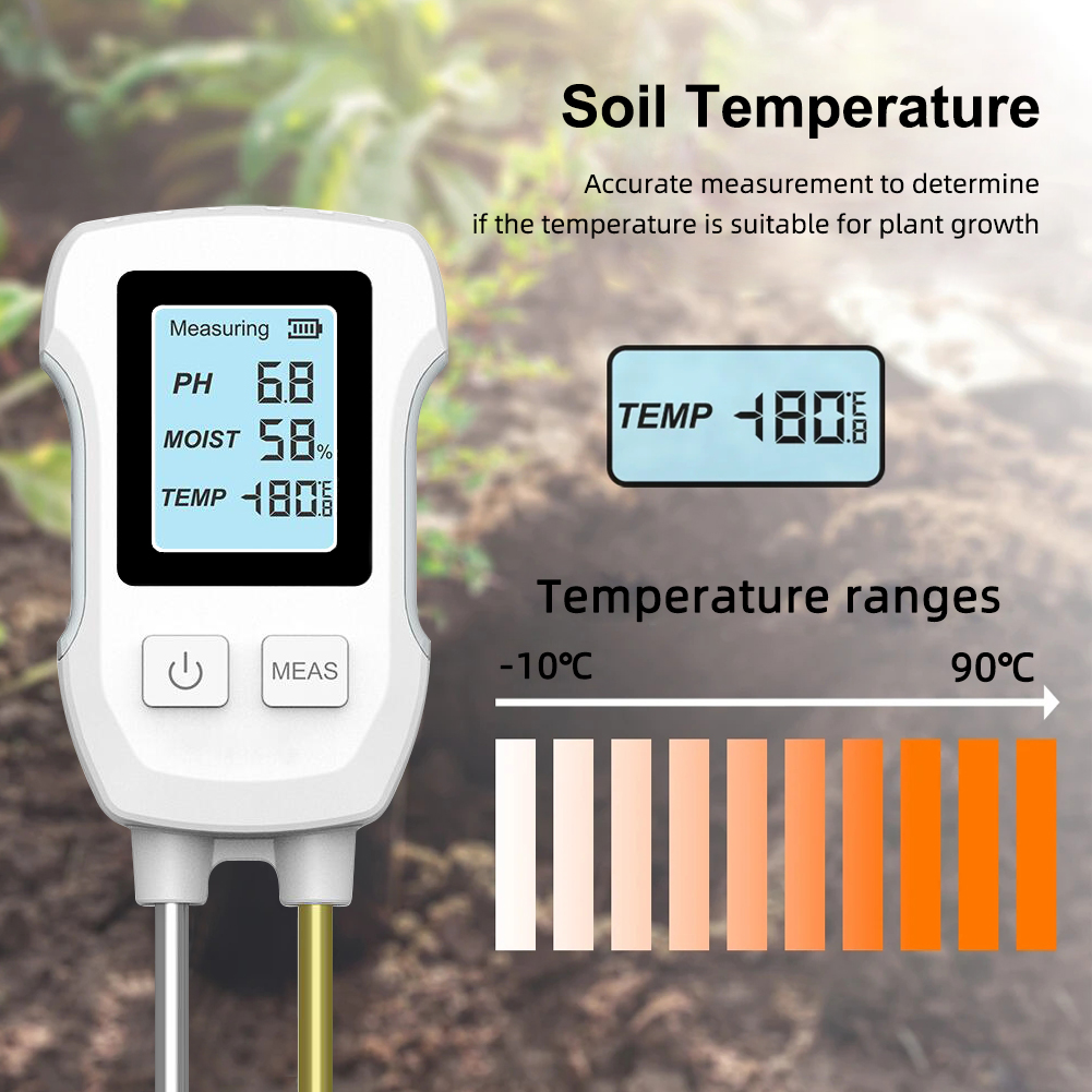 YIERYI Soil pH Meter, 3-in-1 Digital Soil pH/Soil Moisture/Temperature Meter Double Probe High-Precision Soil Tester with Backlight for Garden, Lawn, Vegetable Orchard. 