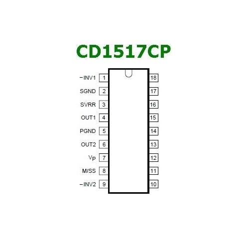 1ps CD1517CP CD1517 Stereo Audio Amplifier IC 6x6 Watt DIP-18 Package. 