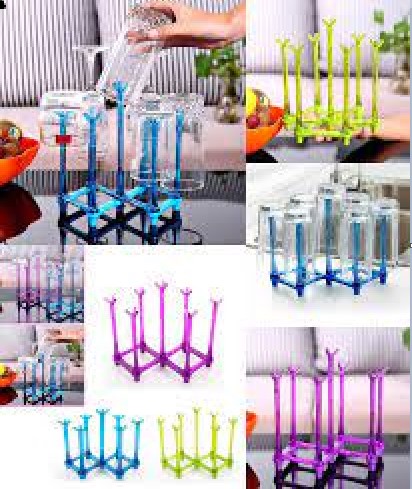 Folding Glass Stand Cup Holder Kitchen Accessories Home Storage Rack For Living Room. 