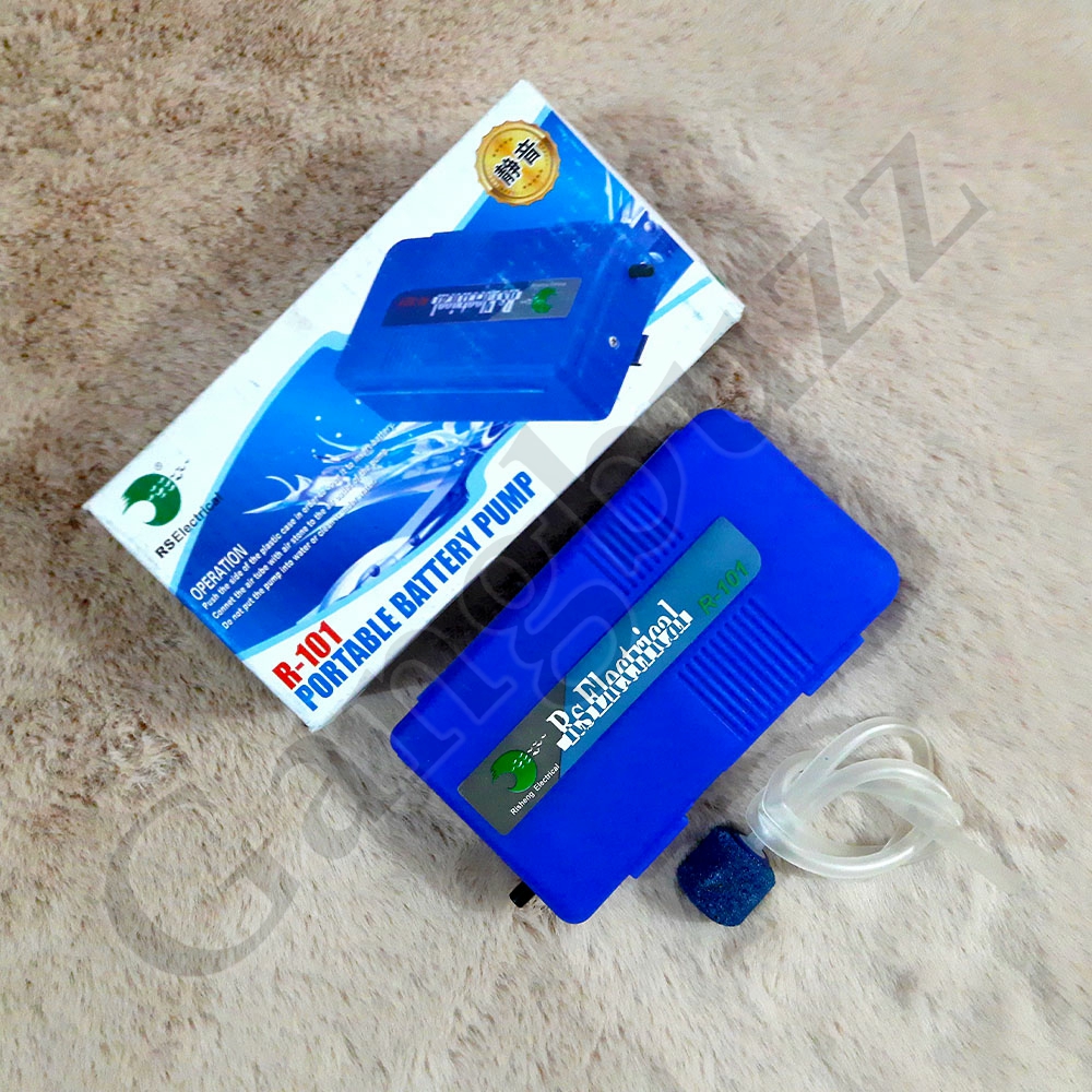 Battery Powered Aquarium Air Pump - RS Electrical (R-101) Single Output - High-Quality Aquarium Portable Battery Air Pump | Keep Your Aquarium Oxygenated While There Is No Electricity |