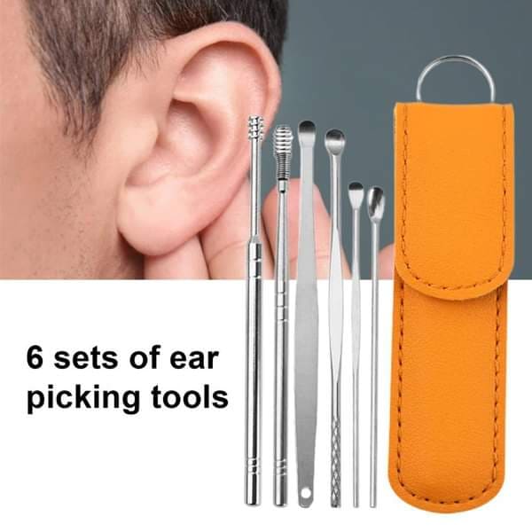 6 Piecesstainless Steel Earpick Kit Earwax Remover Ear Cleaning Tools
