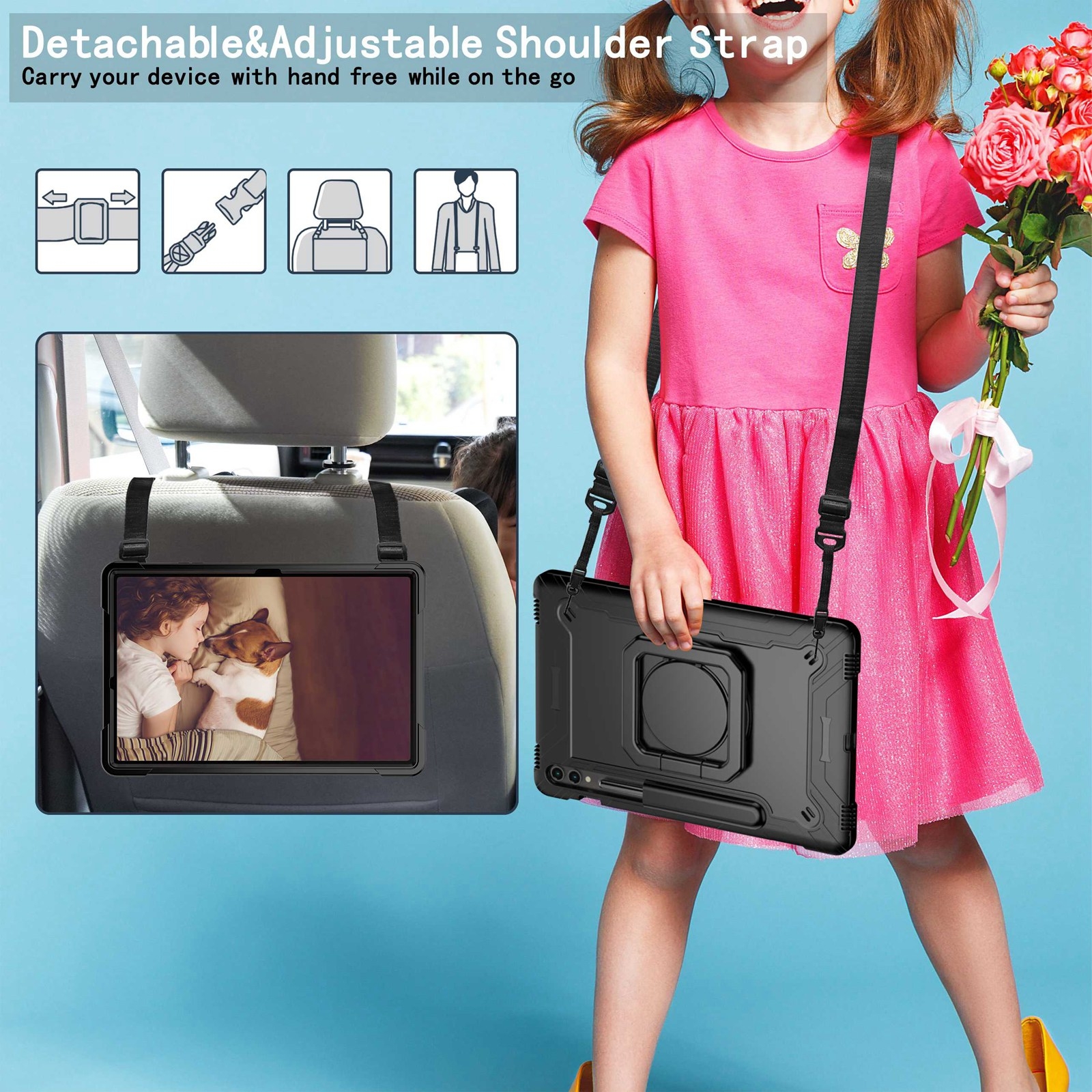 Handle Robot Silicone Hybrid PC Tablet Case For Samsung Galaxy Tab S9 FE+ / S9+. 