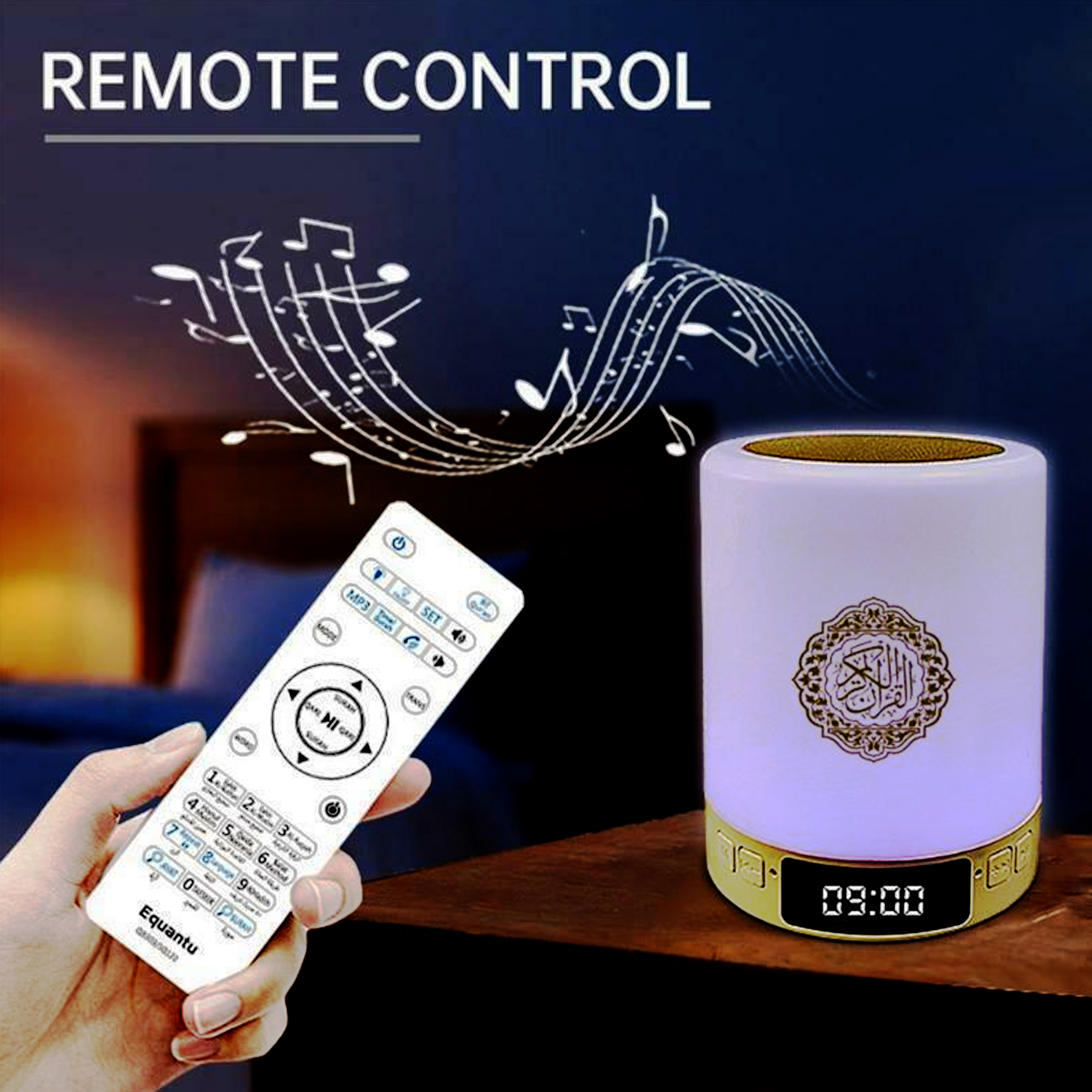 Azan box & Quran speaker , bluetooth speaker, Remote Control Speaker,Touch Pade Speaker, Lighting Speaker Touch lamp azan clock 30 para Quran 18 Qari   (with 8gb Memory card). 