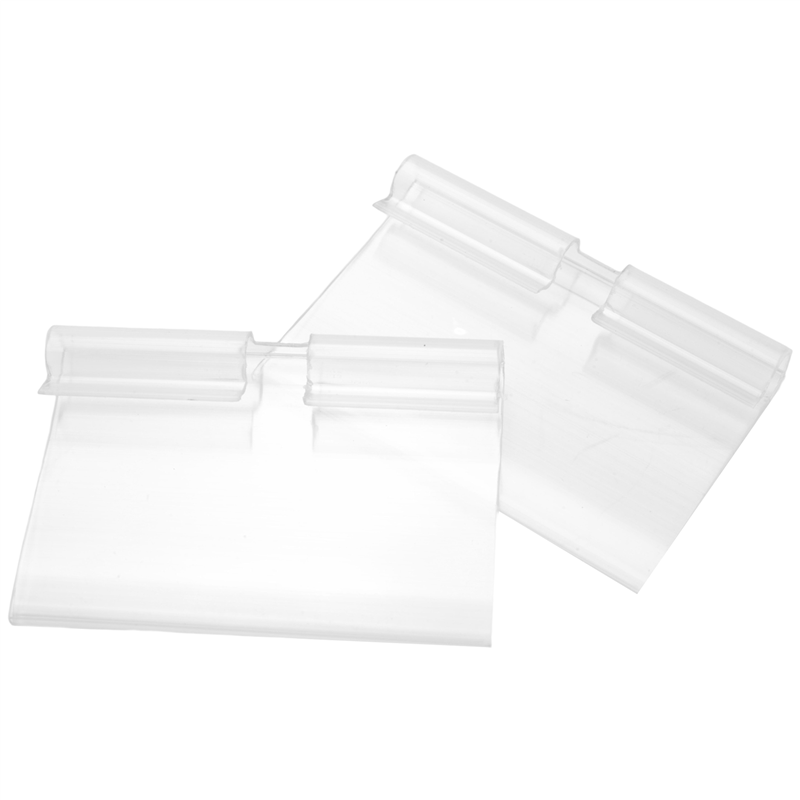100Pcs Clear Plastic Label Holder Price Tag, Shelf Label Clip Removable Label Holder for Storage Bins Basket Labels. 