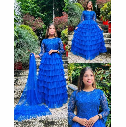 Dream Gorgeous Barbie Princess Gown - Premium Net and Sequence Design. 