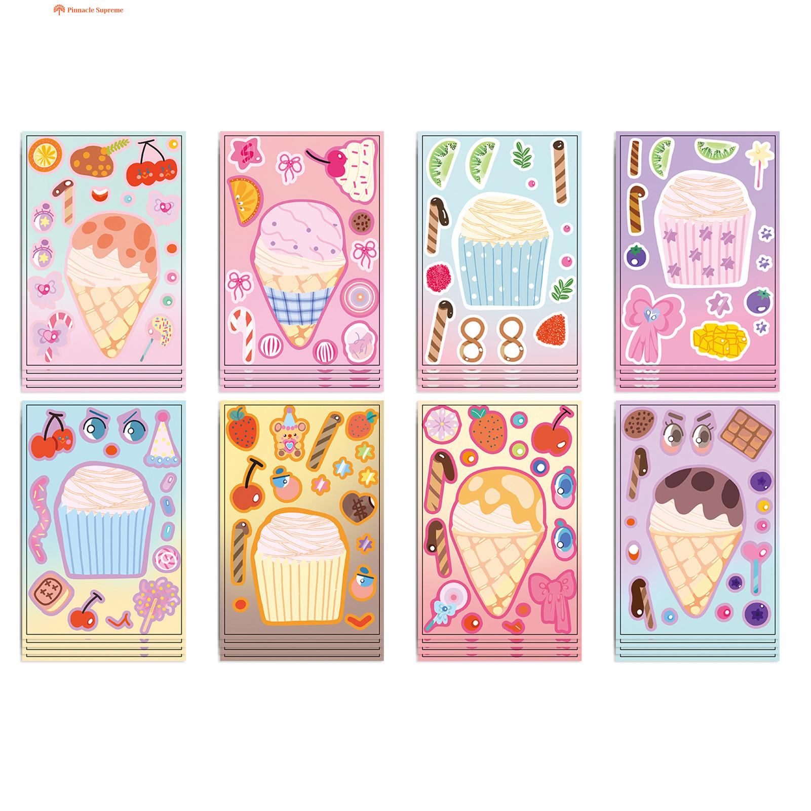 Ice cream stickers are simple and safe: printed in color, surface covered with film, very thick, good gloss, very waterproof, non-fading, safe, no odor, no tearing. All items are child-safe.