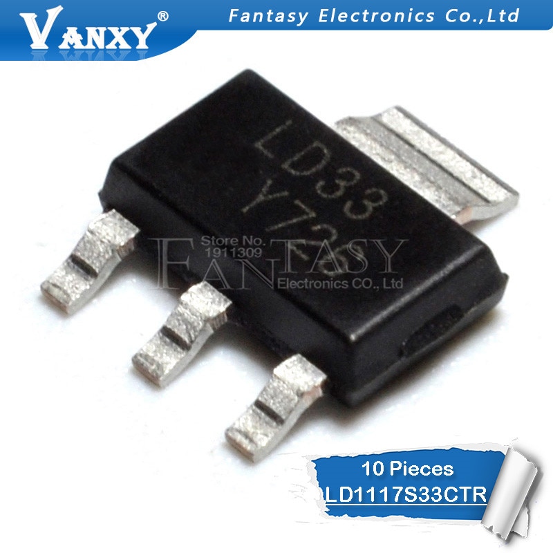 10pcs LD1117S33CTR SOT-223 LD1117S33 SOT223 LD33 IC REG LDO 3.3V 950MA. 