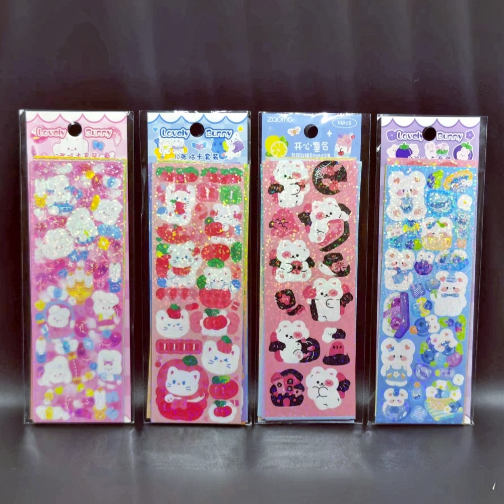 10 - 100PCS Cute Sparkle Polco Deco Sticker Pack - Korean Kawaii Glitter Sticker Seal for Toploaders, Polaroids Photocard. 