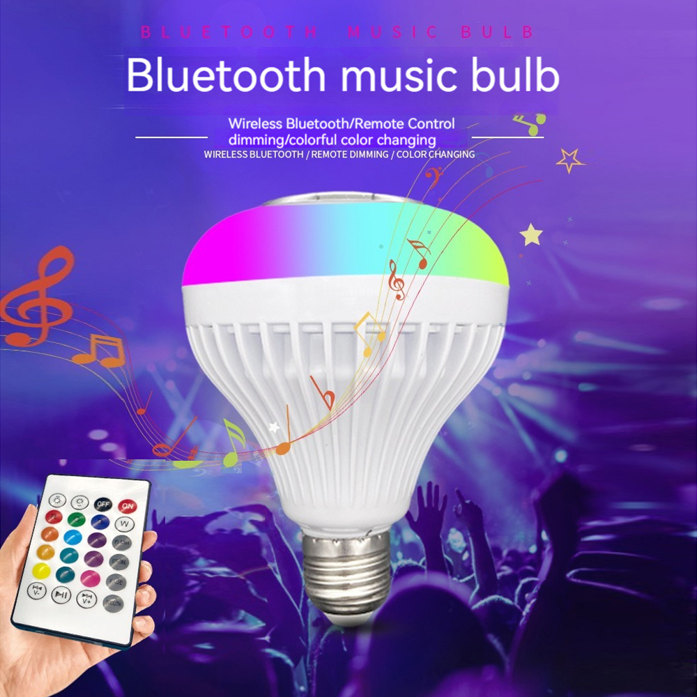 Remote Control E27 LED Smart Bulb RGB Colorful Atmosphere Bluetooth Music Bulb Lamp 360 Stereo Sound Music Speaker Bulb For Party