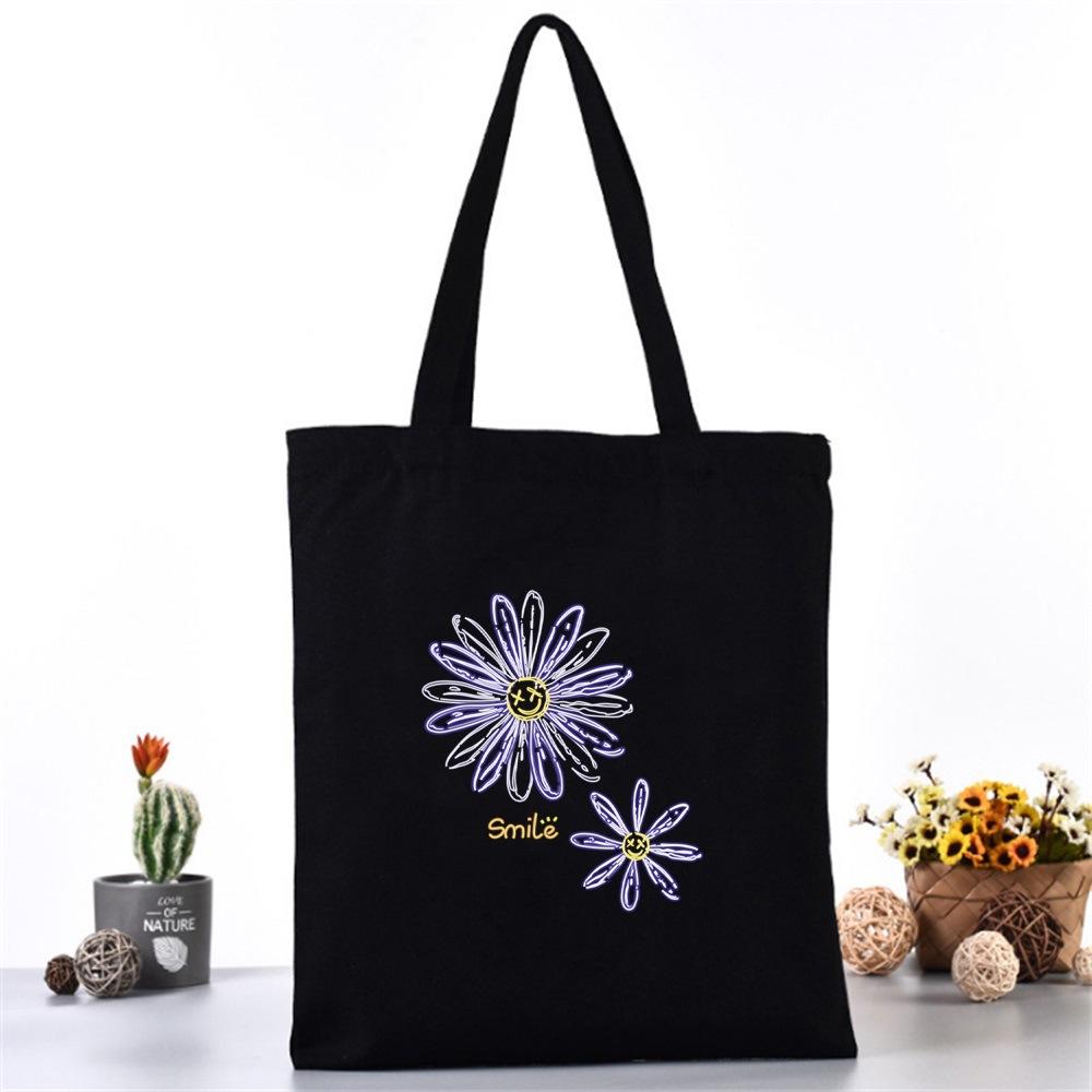 Versatile Shoulder Bag Multi-functional Handbag Canvas Shoulder Bag Daisy Print Handbag Printed Tote Bag. 