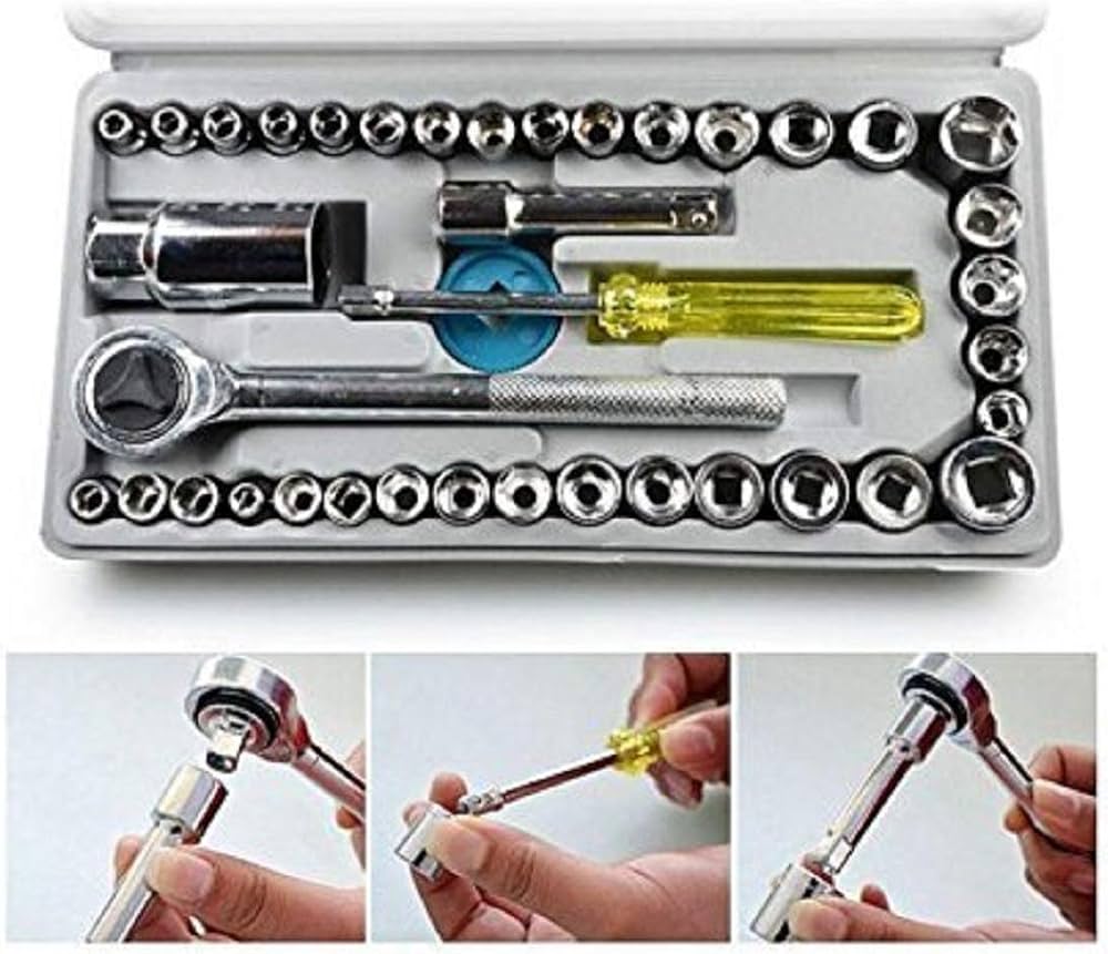 Multi-Purpose Combination Socket Wrench Set - 40 Pieces. 