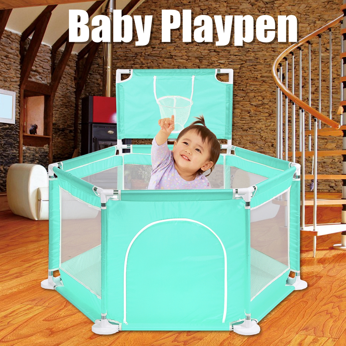 Folding Portable Playpen Baby Play Yard With Travel Bag Indoor Outdoor Safety BP 