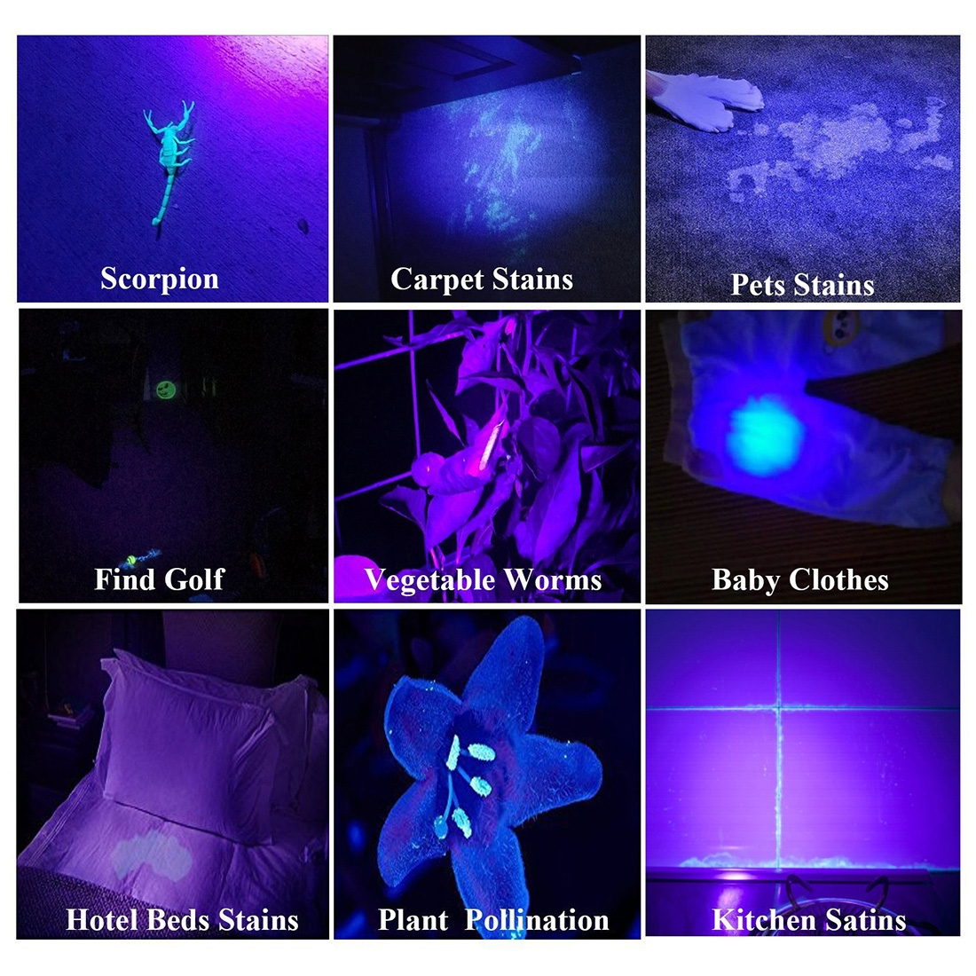 100 LED UV Flashlight Scorpion Detector Fluorescence Detector. 
