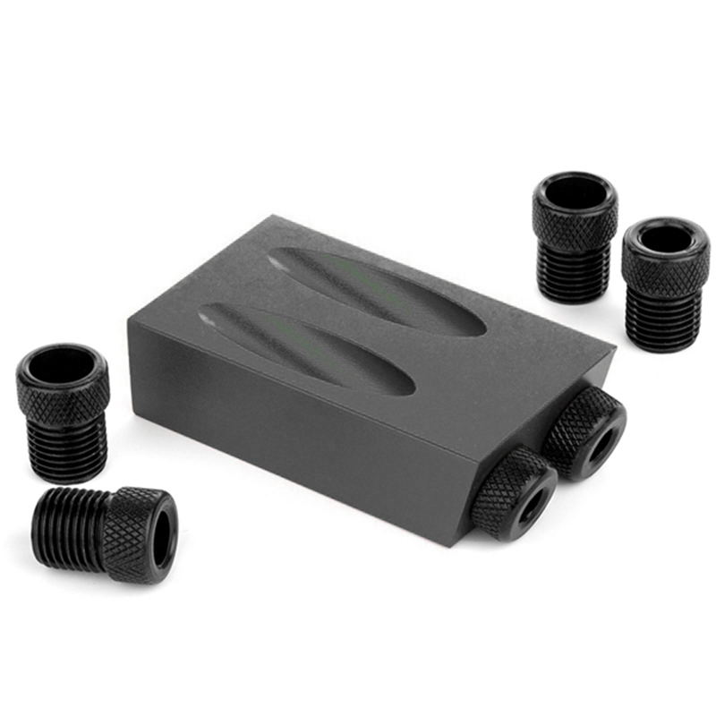 Pocket Hole Jig, 15 Degree Wood Oblique Drill Guide Stainless Steel Positioner 6-10mm Locator Kit Woodworking Tool 7Pcs