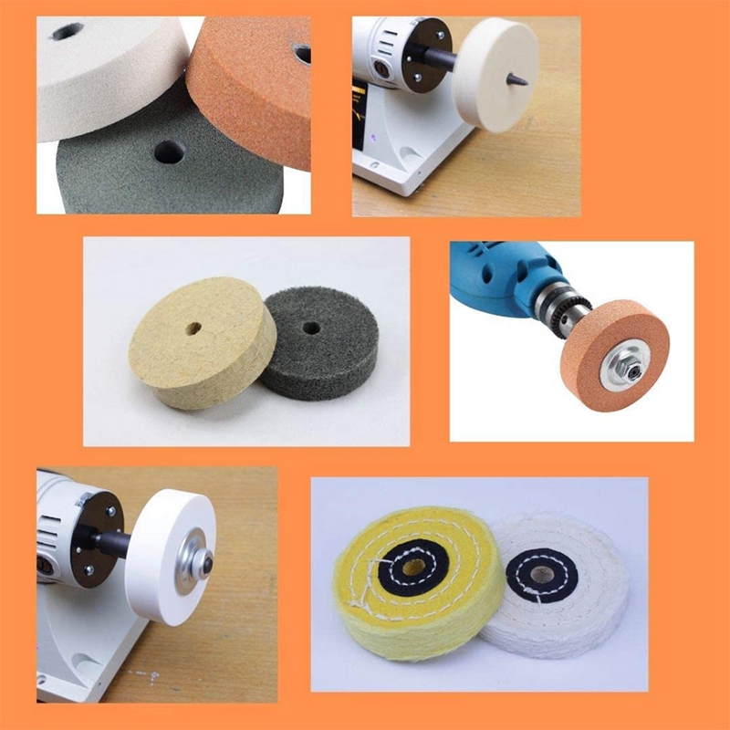 Buffing Polishing Wheel Kit 3 Inch,for Bench Buffer/Bench Grinder,Buffing Wheel Hole 3/8 Inch,Drill Arbor Adapter Kit. 