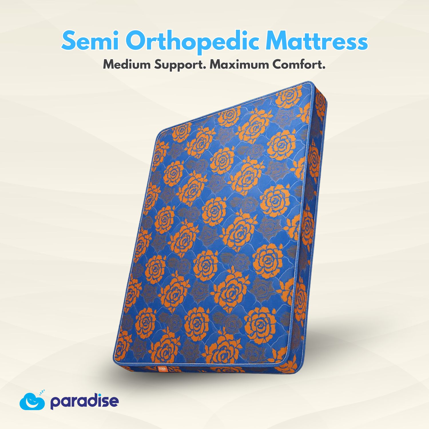 Paradise Semi Orthopedic Support Mattress | Medium Firm Feel for Balanced Comfort | 4 Inch Bed Mattress