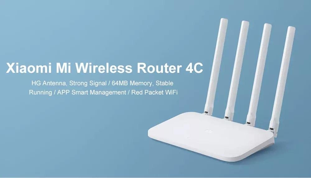 Xiaomi Mi Router 4C 2.4GHz 300Mbps 4 Antennas Wireless  Smart Router Global Version- White