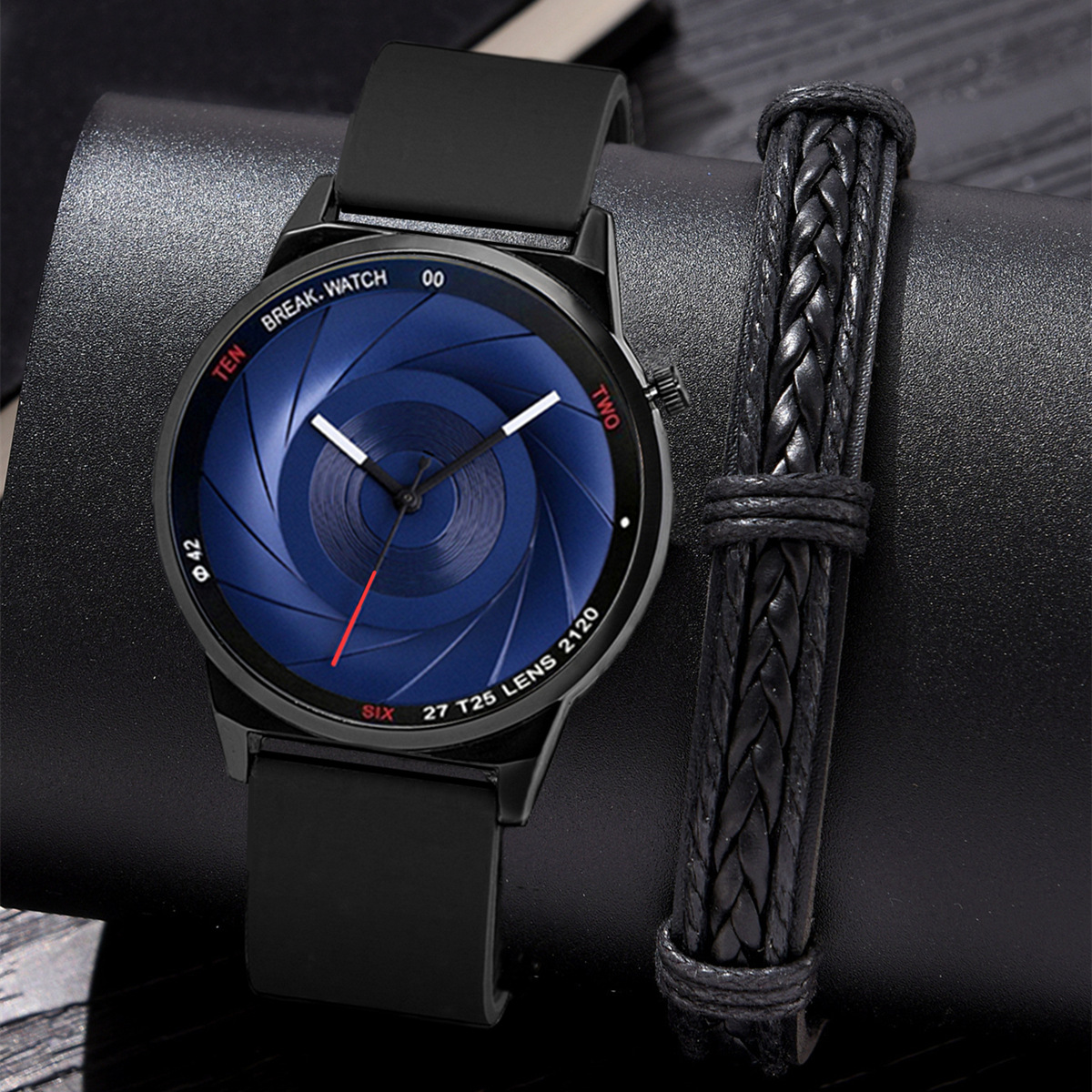 New Men's New Concept Trend Simple Quartz Watch Swirl Combo Set Student Creative Silicone Watch