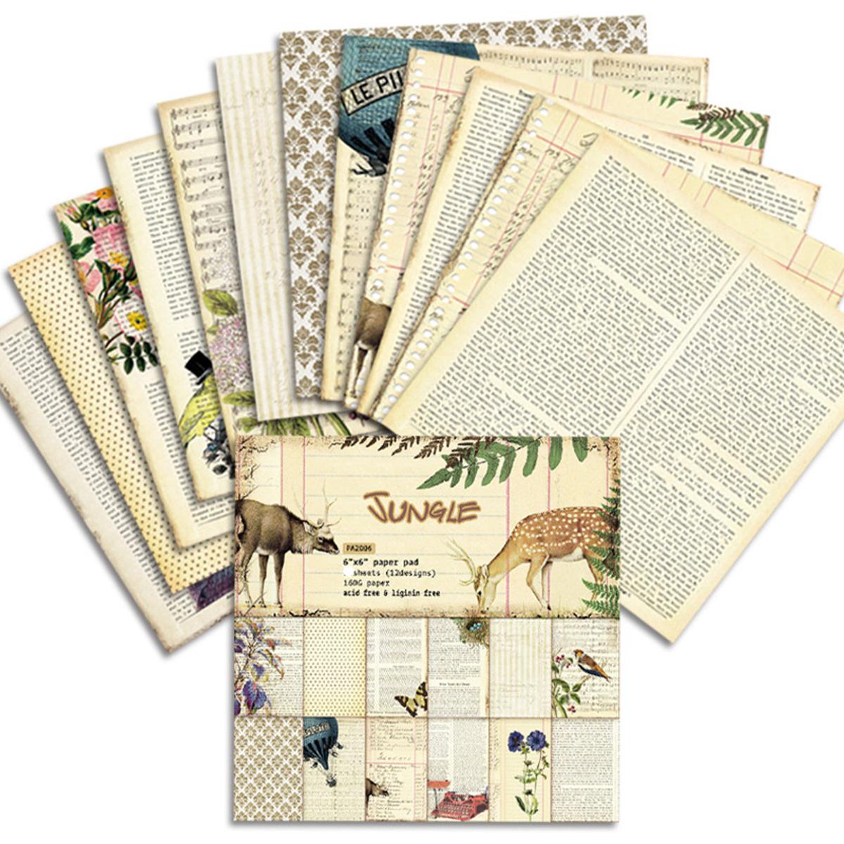 KLJUYP 12 Sheets Jungle Scrapbooking Pads Paper Origami Art Background Paper Card Making DIY Scrapbook Paper Craft