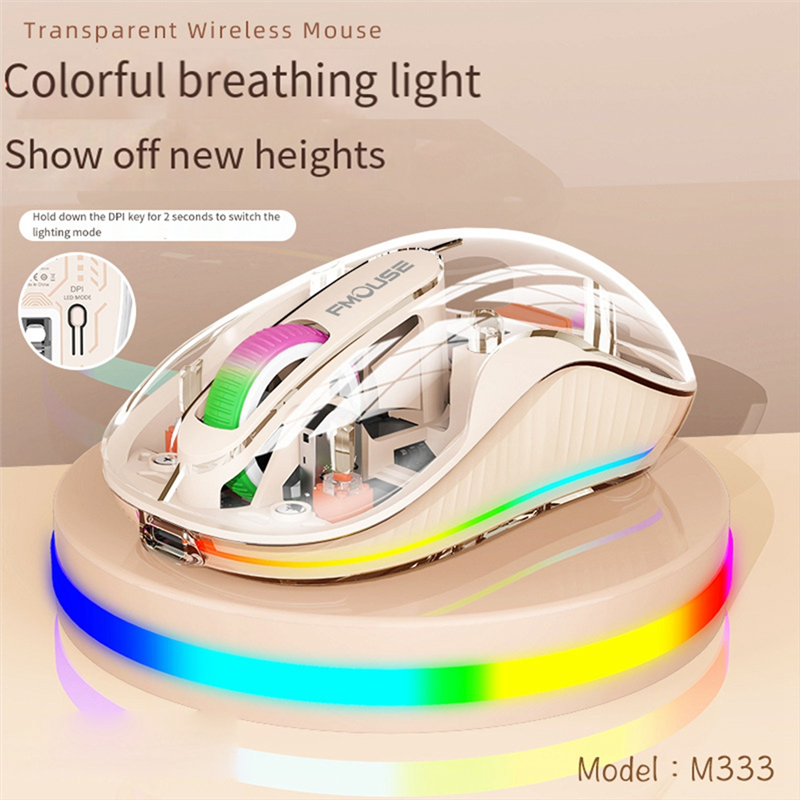 Wireless Bluetooth Mouse Transparent Magnetic Rechargeable Mouse Three Mode Silent Led Lamp Mouse for Laptop PC White. 