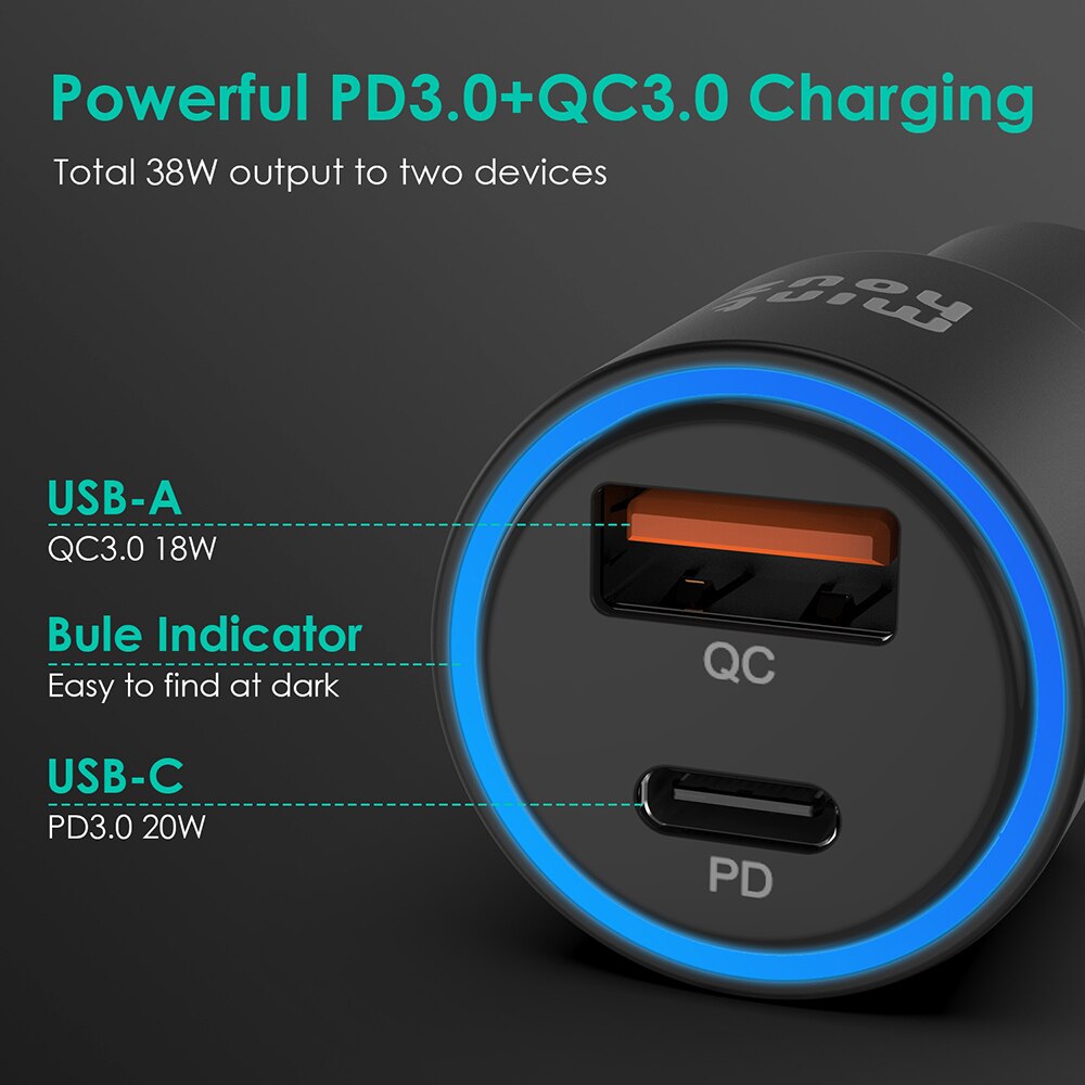 【happy one】USB C Charger 38W Dual Port Fast USB PD3.0&QC3.0 Type C Power Adapter For 12 Mini/Pro/Pro Max iPad Note 20. 