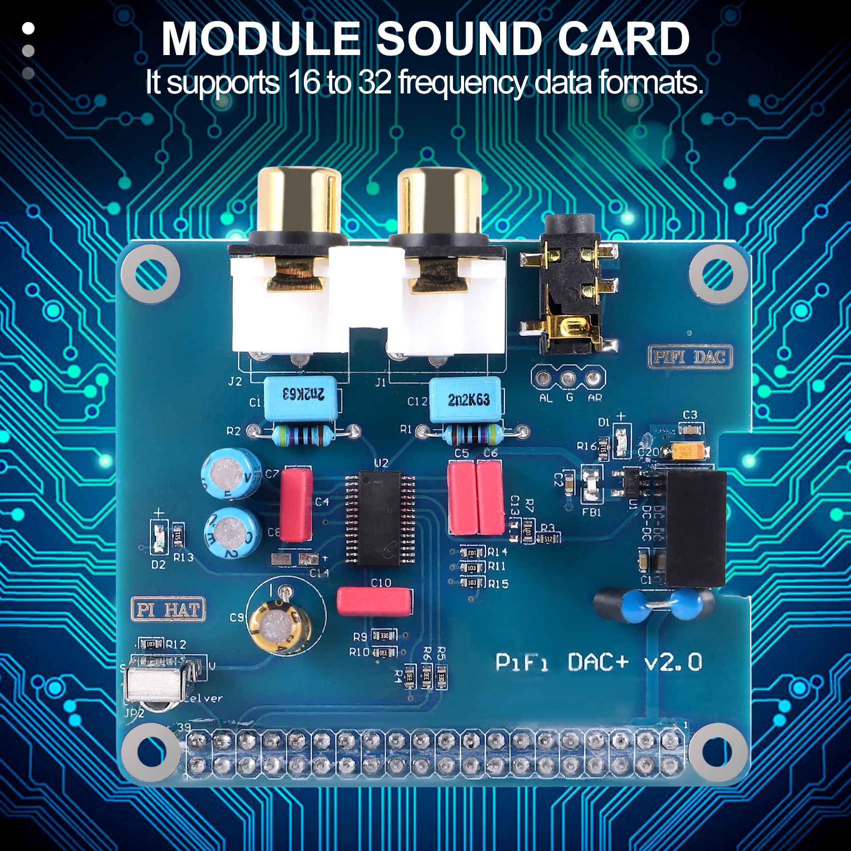 PIFI Digi DAC+ HIFI DAC Audio Sound Card I2S interface for Raspberry pi 3 2 Model B B+ Digital Audio Card Pinboard V2.0 Board SC08. 