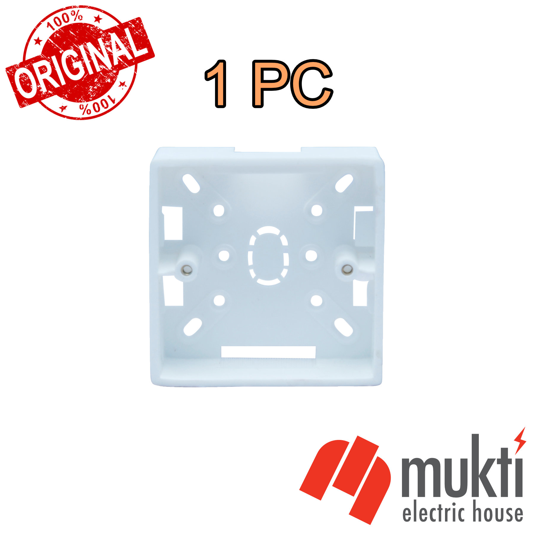 Click One Gang MK White PVC Junction Box for Electrical Premium Plastic Wall Switch Back Cover 1 Part 1Gang
