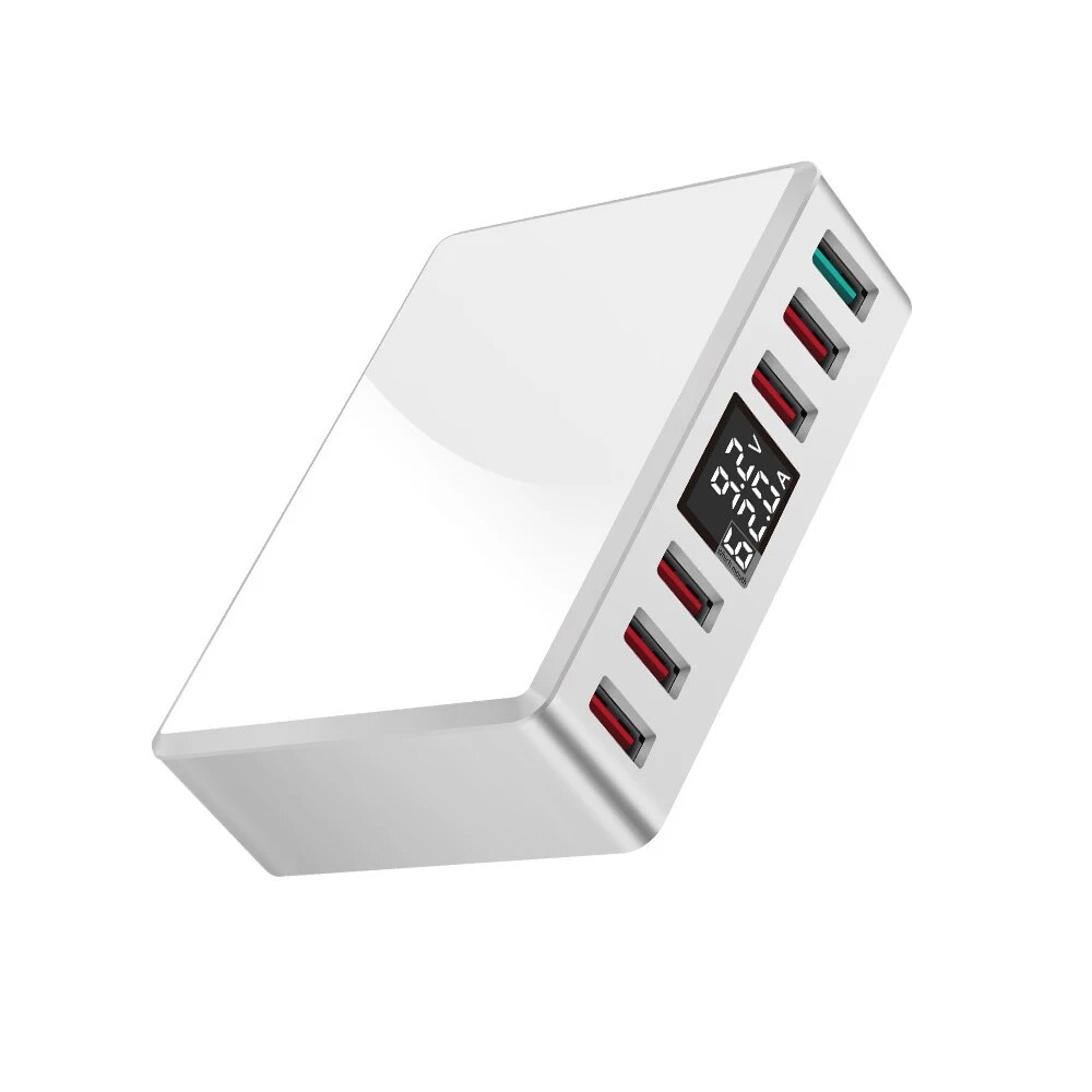 WLX-T9+ Intelligent Portable Quick Charge 3.0  Multi-port USB Fast Charger Adaptive LCD Display 6 Ports 100-240V. 