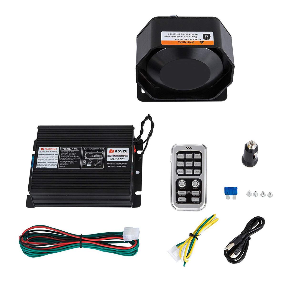 AS920 200W wireless remote control car alarm ambulance fire engine warning siren amplifiers with microphone