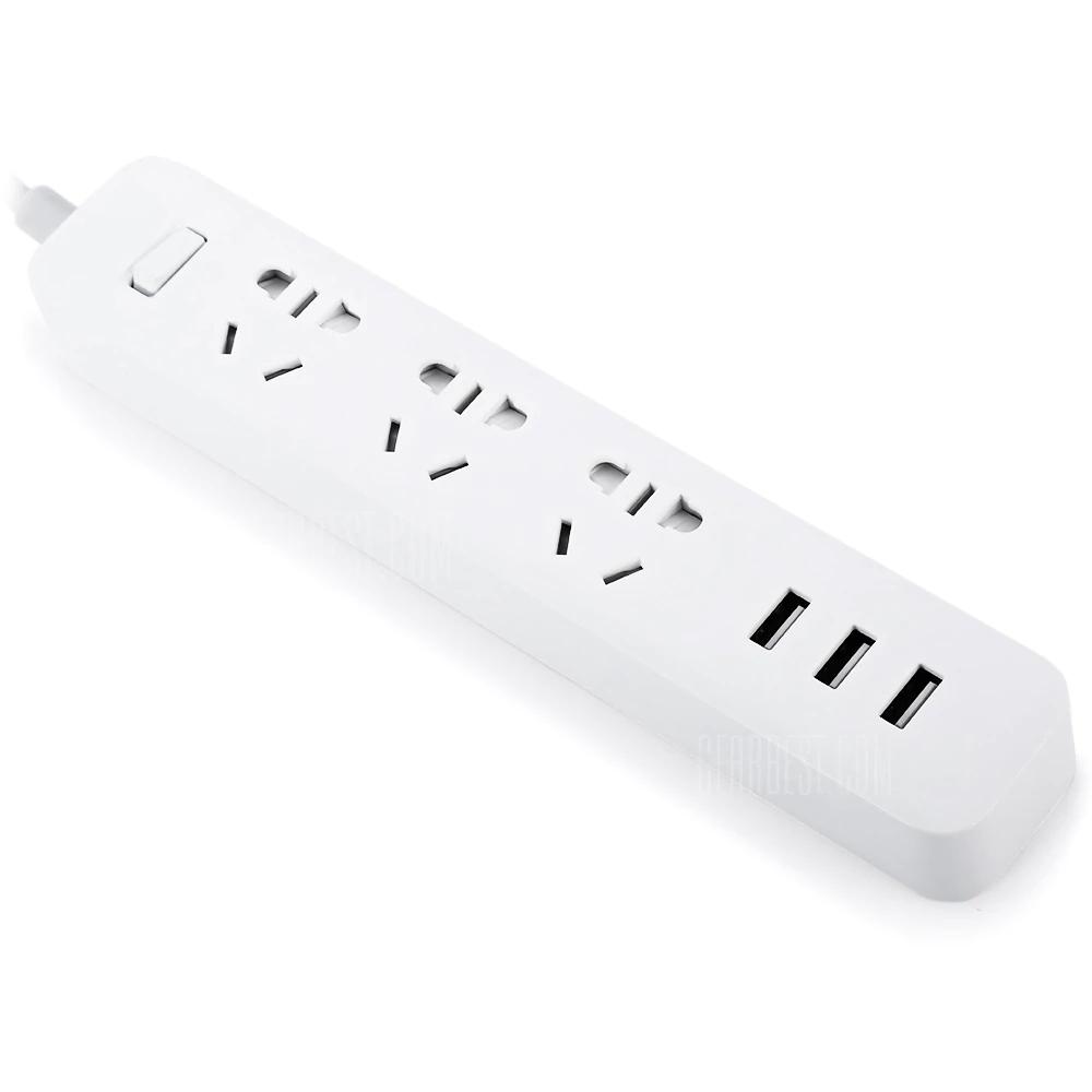 Xiaomi Mini Smart 3 Power Sockets 3 USB Charging Ports Support 2A Quick Charging Power Strip - White (white). 