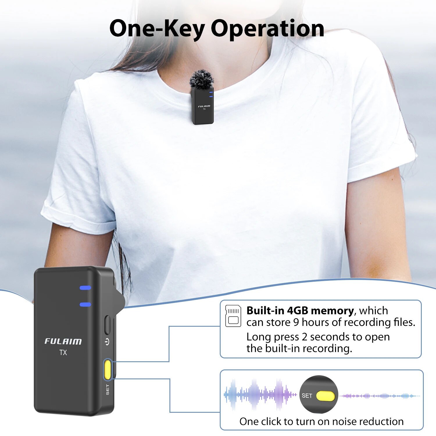 FULAIM X5 Wireless Lavalier Microphone System, with 18H Battery Life Charging Case for DSLR Cameras/iPhone/Android/Live. 
