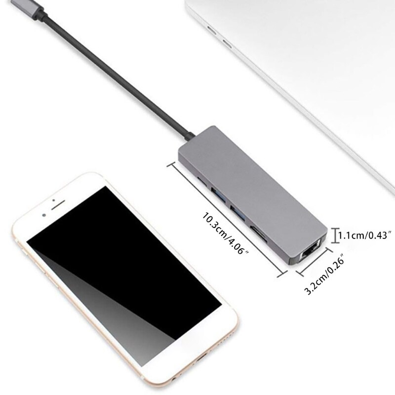 【VisioN Shop】Y5JF USB-C Multiport Adapter with 4K HHDMI-compatible Hub Ethernet 3.0. 