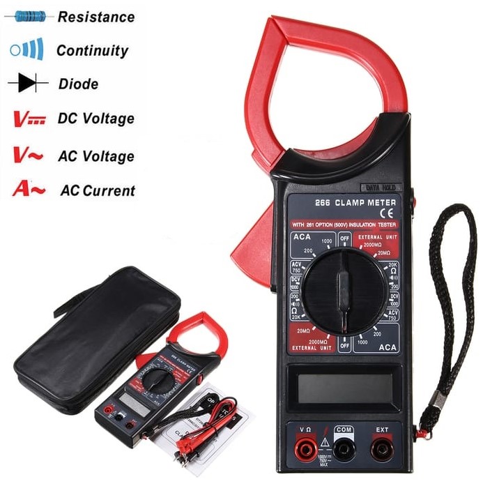 Digital Clamp Meter DT-266 For AC DC Electricity Ampere Measurement - Digital Multipurpose Clamp Meter Dt-266. 