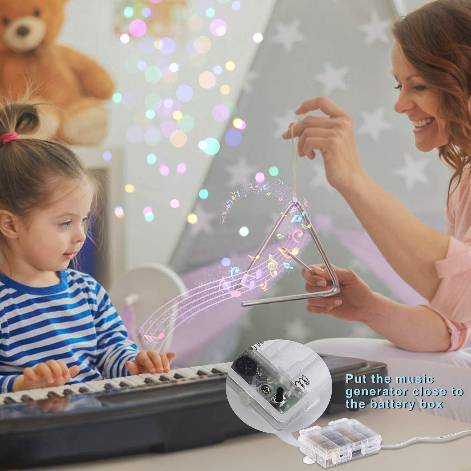 YOZATIA 50/100LEDs 32.8ft Christmas Decorative LED tring Lights ound Activated Music 12 Modes Waterproof ilver Wire Multicolor USB Powered Fairy Lights with Remote Control for Home Party Birthday Wedding Decor. 