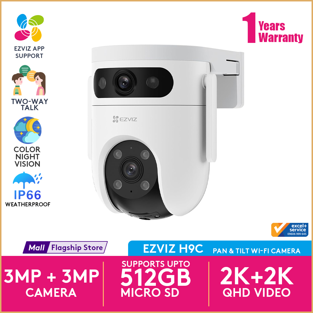 Ezviz H9C 3MP Dual-Lens Pan & Tilt Wi-Fi IP Security Camera Weatherproof Design Upto 512GB Support. 