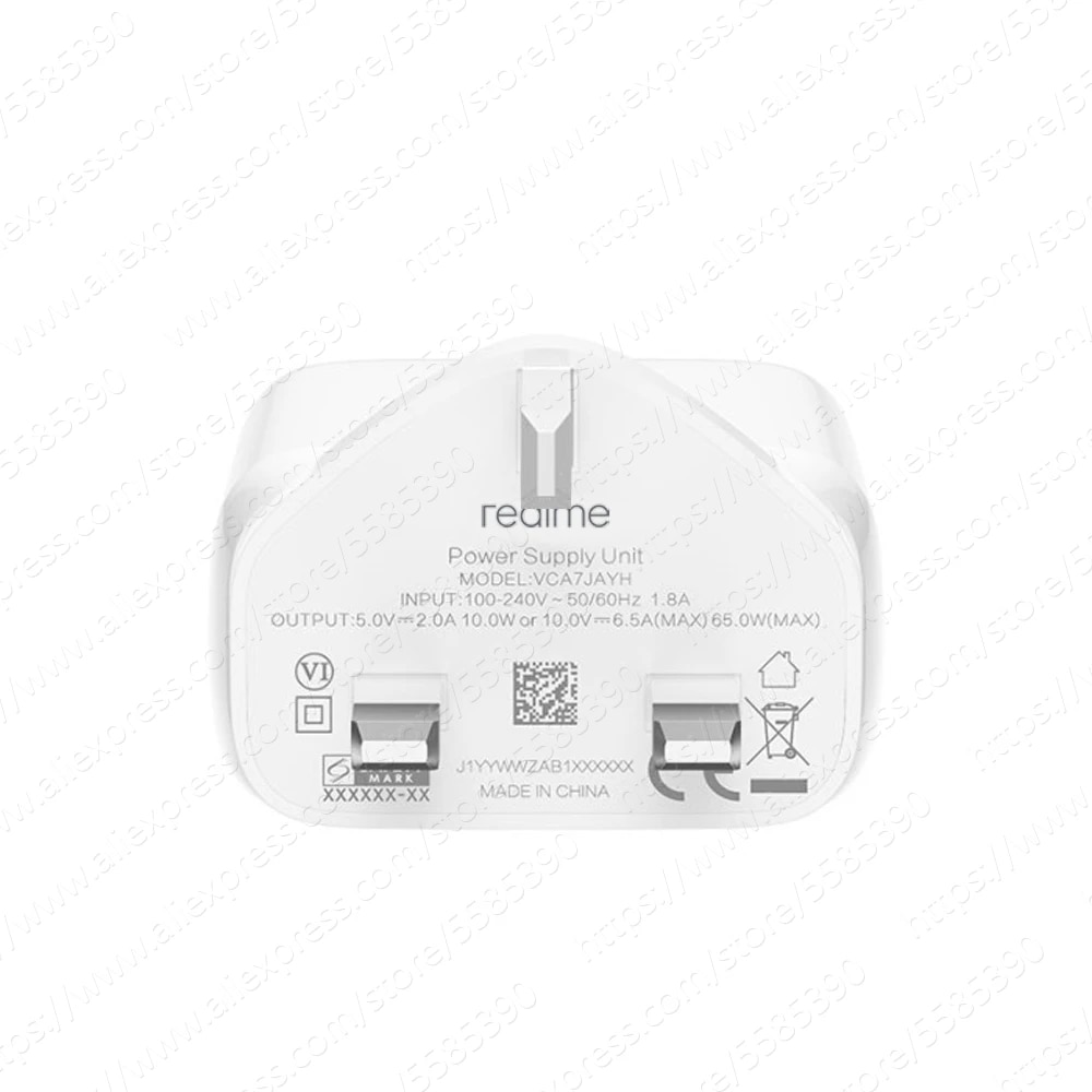 Official EU Plug Realme 65W SuperDart Charger Power Adapter UK Original Realme 10 Pro Plus GT Neo2T GT2 Pro Q5 9 Pro 8 7 Pro. 