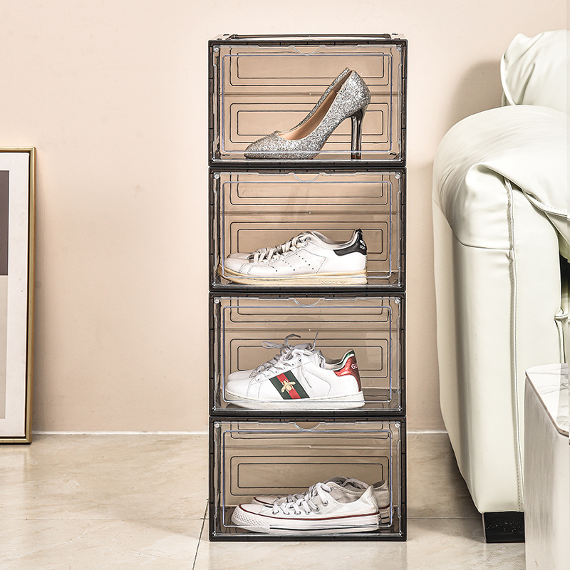 Shoe Box Hard box magnetic suction side open storage transparent acrylic aj bag hand-made storage box thickened large shoe cabinet. 