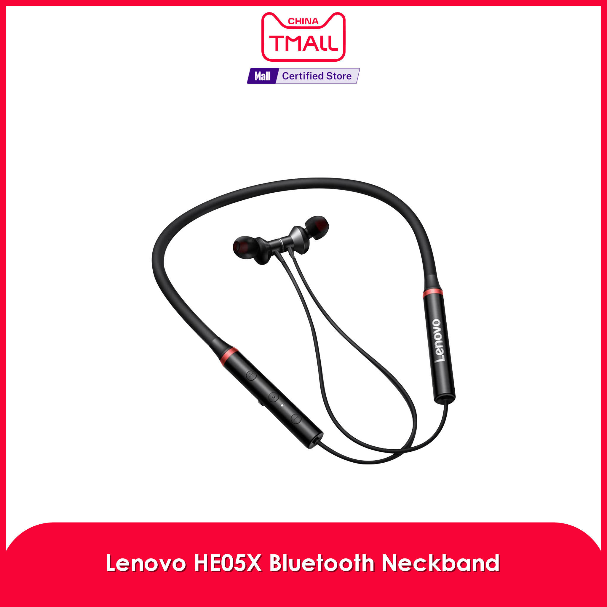 Lenovo HE05X Wireless Bluetooth 5.0 Headset Magnetic Neckband Earphones ...