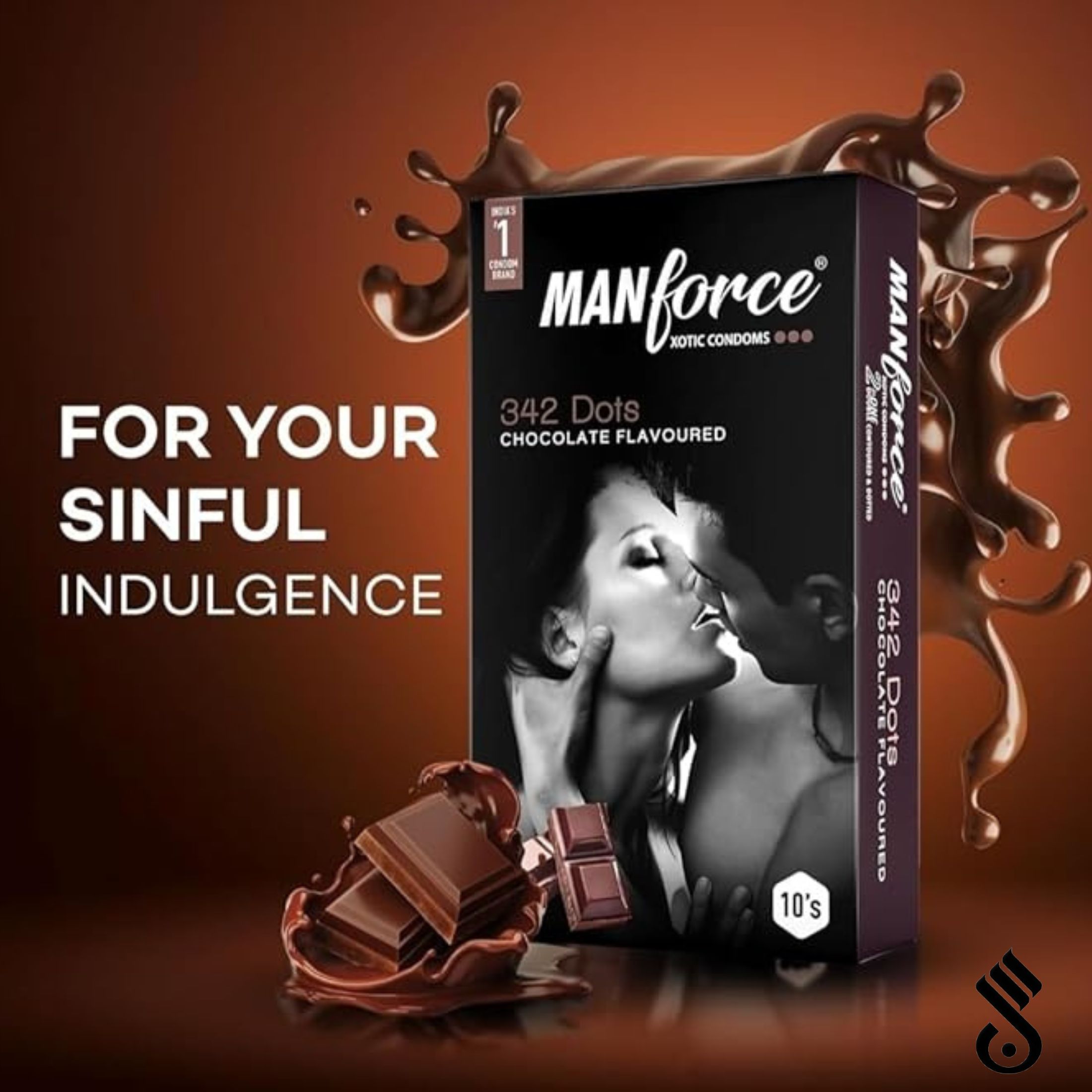 Manforce Chocolate Flavoured Extra Dots Condom For Men - Large Single Pack 10pcs Condoms. 