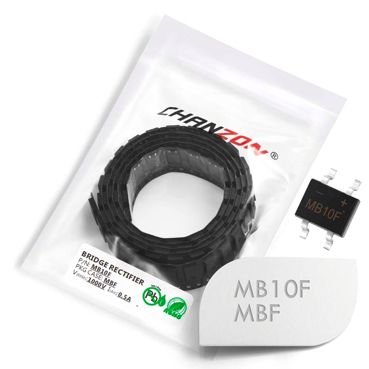 【happy one】100 Pcs MB10F SMD Bridge Rectifier Diode 0.5A 1000V MBF (SOP-4) Single Phase 0.5 Amp 1000 Volt MB10 F Silicon Diodes